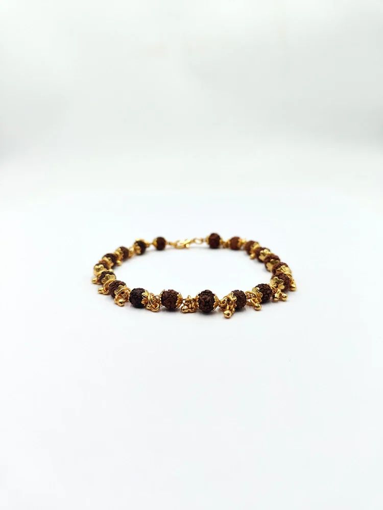 Rudraksha With Golden Capping Bracelet ( Women) For Women