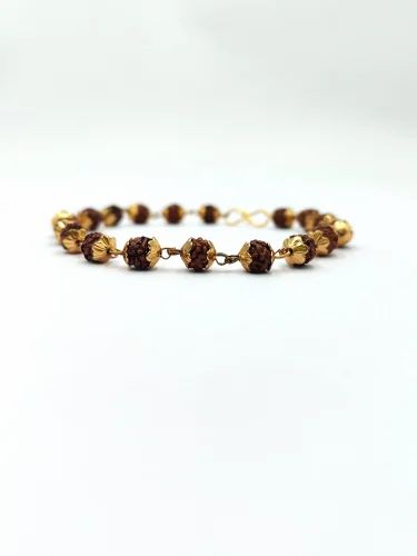 Rudraksha With Golden Cap Bracelet For Men