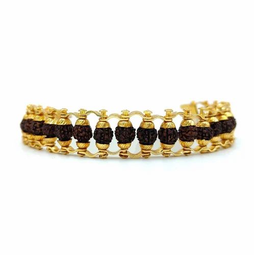 Gold Plated Rudraksha Chain Bracelet Brass For Men