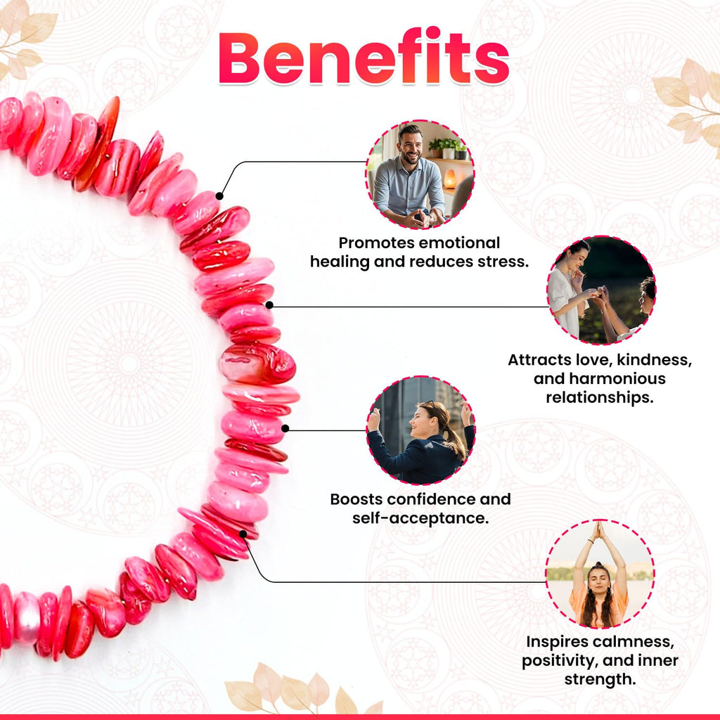 Pink Mother Of Pearl Chips Bracelet For Women