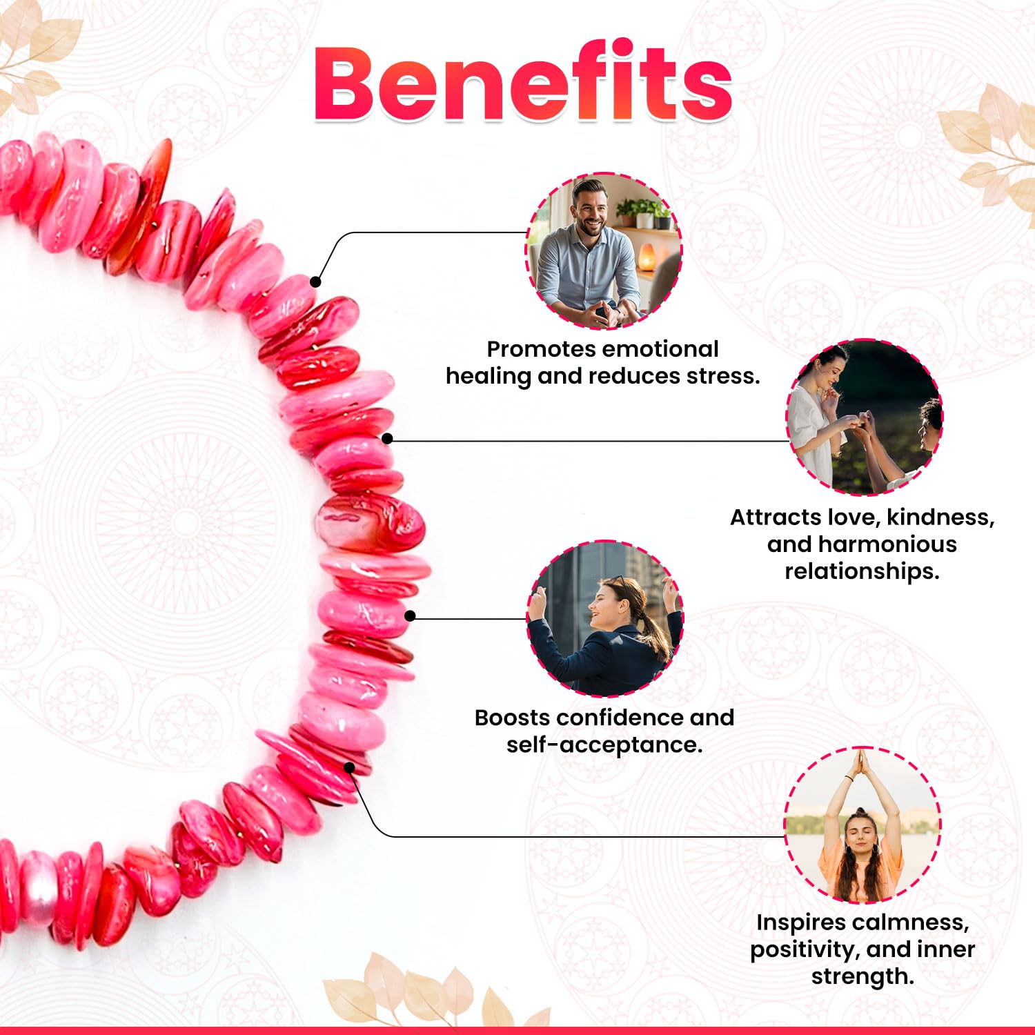 Pink Mother Of Pearl Chips Bracelet For Women