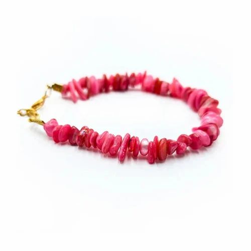 Pink Mother Of Pearl Chips Bracelet For Women