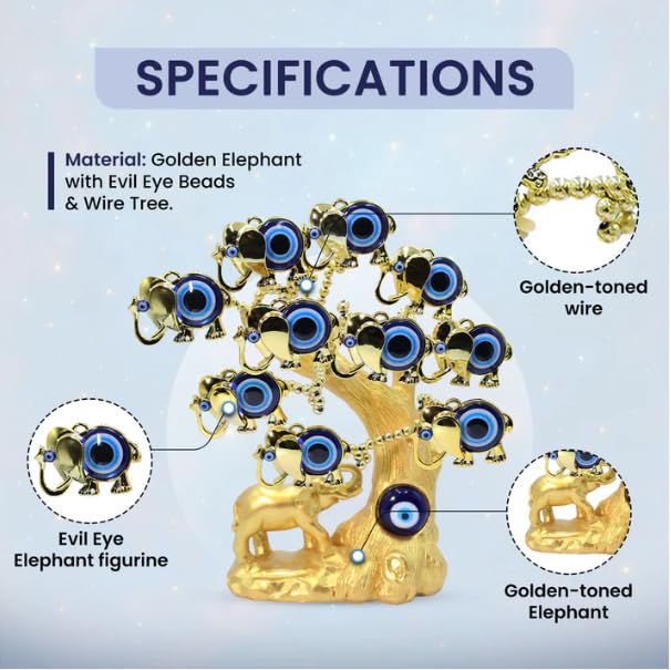 Golden Elephante Evil Eye Tree For Home And Office