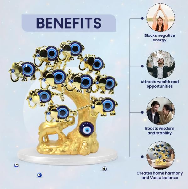 Golden Elephante Evil Eye Tree For Home And Office