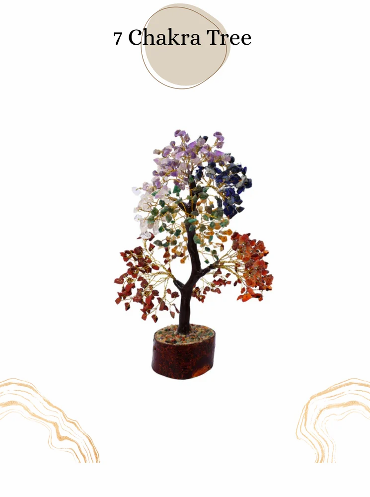 Natural Crystal Beads And Metal Wire 7 Chakra Crystal Tree - 1500 Chips For Home And Office