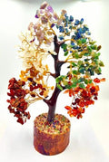 Natural Crystal Beads And Metal Wire 7 Chakra Tree - 500 Beads For Home And Office