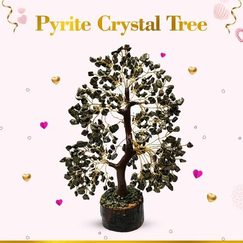 Natural Pyrite Chips And Metal Wire Pyrite Crystal Tree For Home And Office