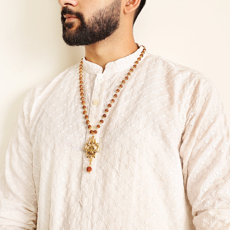 Shiv Om Trishul Rudraksha Mala For Unisex