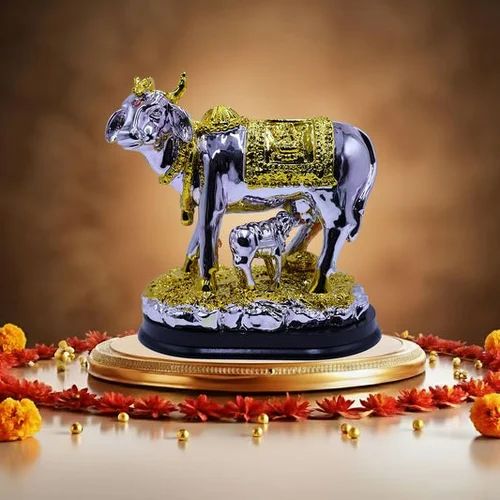 Silver Kamdhenu Cow Statue For Home And Office