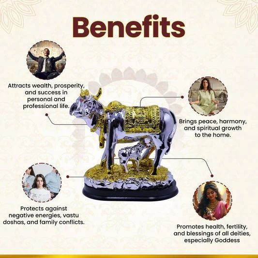 Silver Kamdhenu Cow Statue For Home And Office