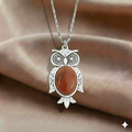 Red Jasper Owl Pendant For Women