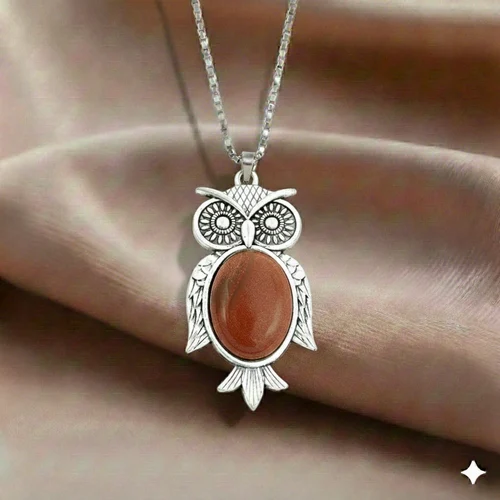 Red Jasper Owl Pendant For Women