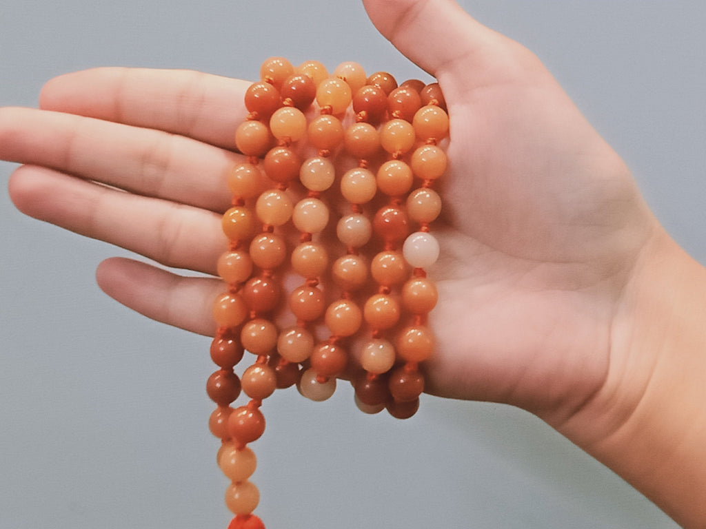 Orange Aventurine Crystal Mala For Women