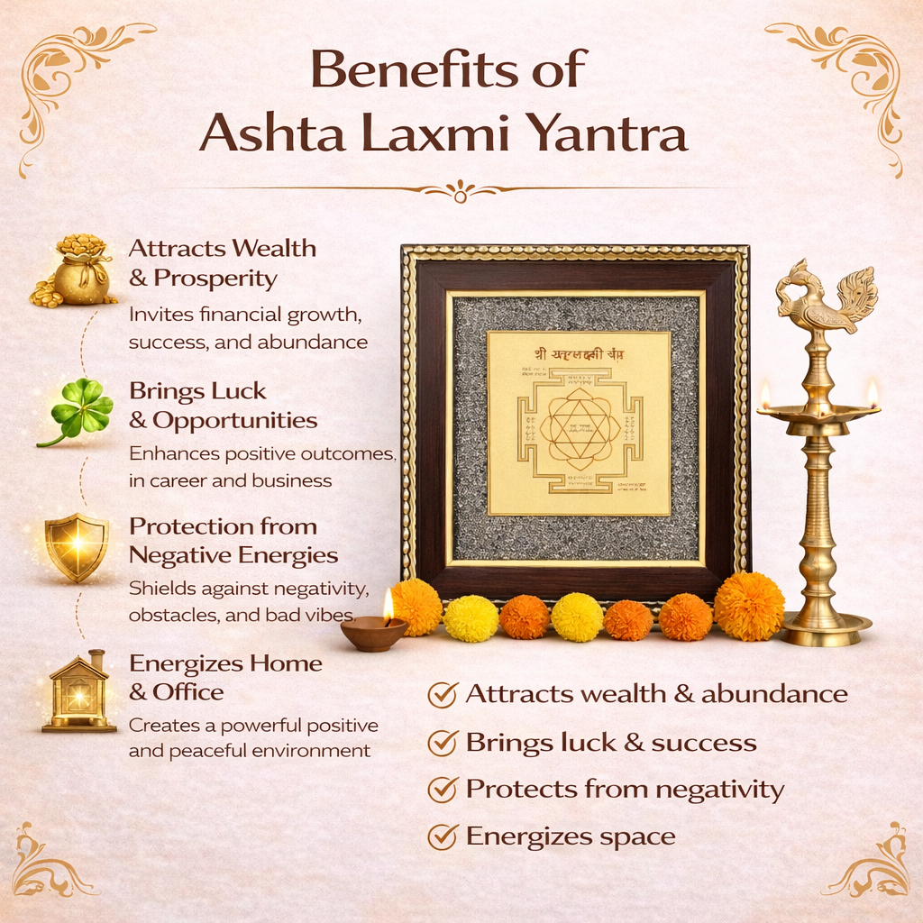 Ashta Laxmi Yantra Pyrite Frame For Home And Office