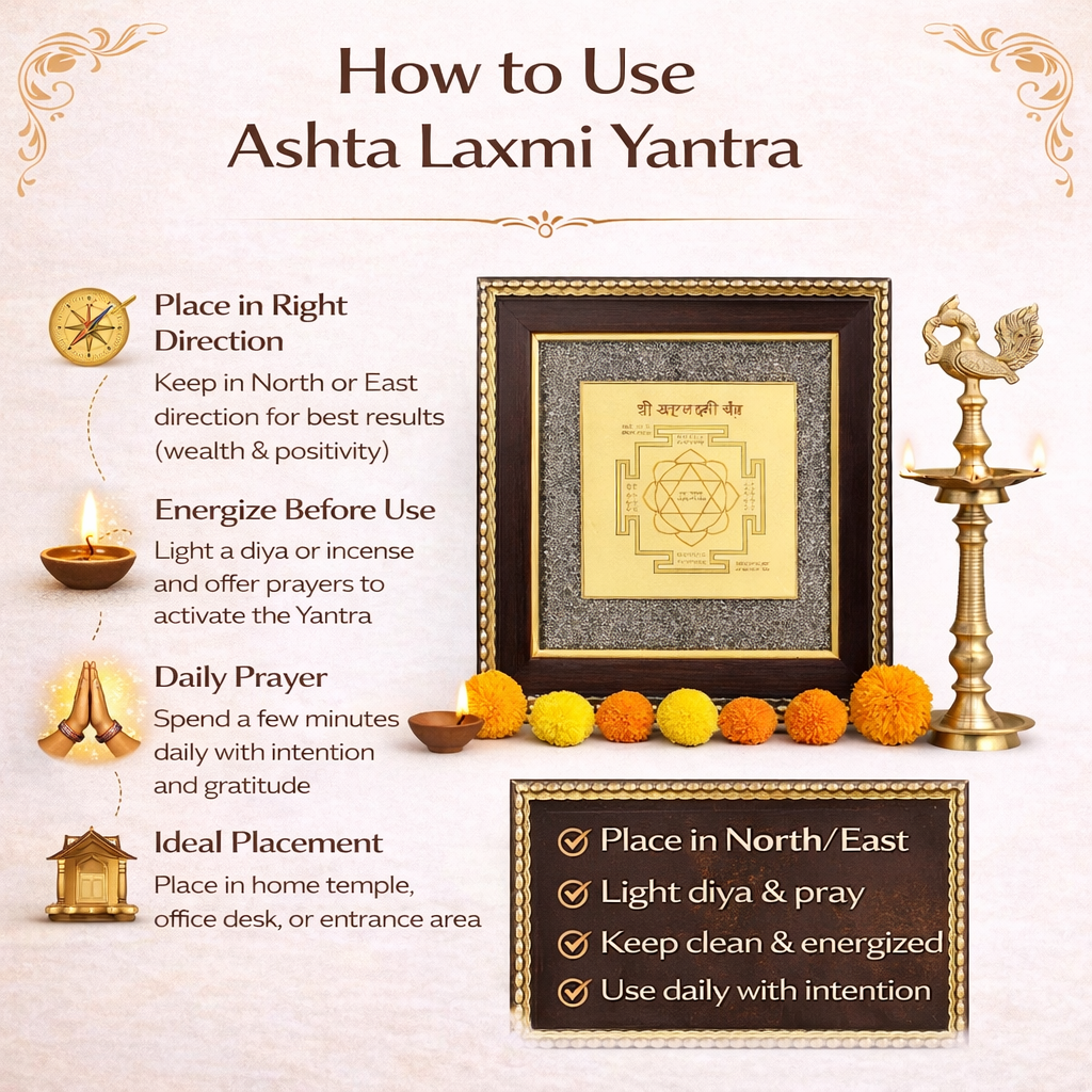 Ashta Laxmi Yantra Pyrite Frame For Home And Office