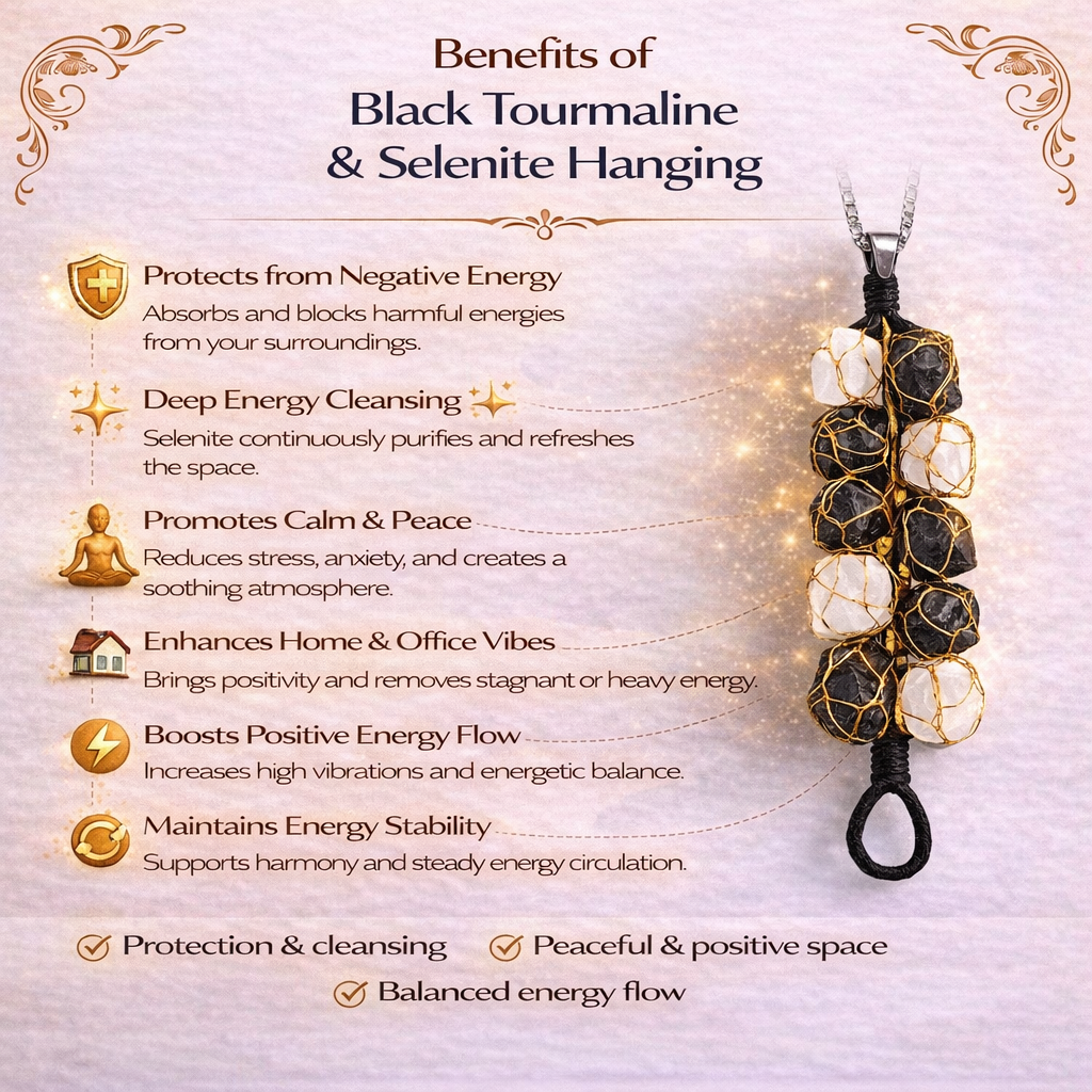 Black Tourmaline & Selenite Hanging For Home And Office