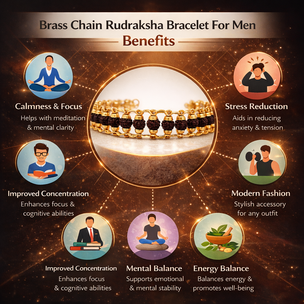 Brass Chain Rudraksha Bracelet For Men