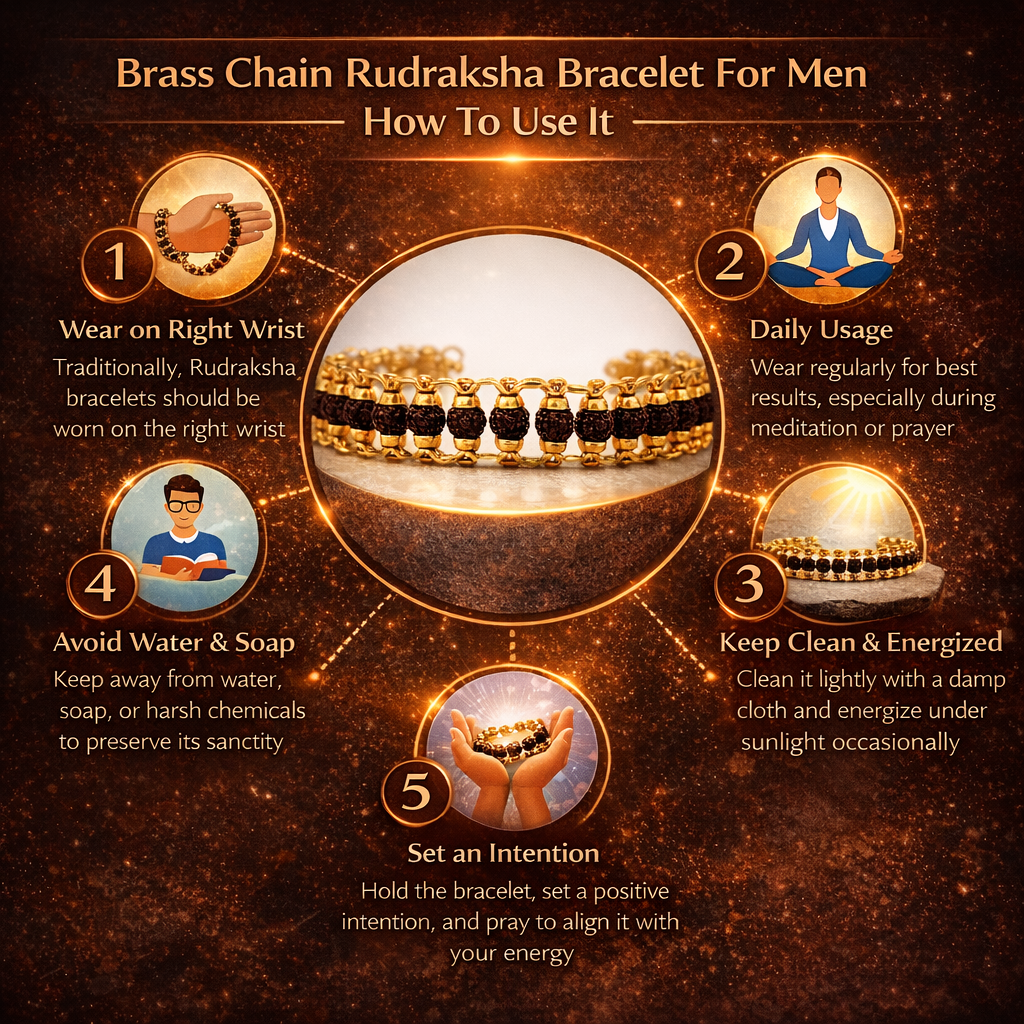 Brass Chain Rudraksha Bracelet For Men