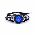Genuine Leather Braided Zodiac Constellation Bracelet For Men