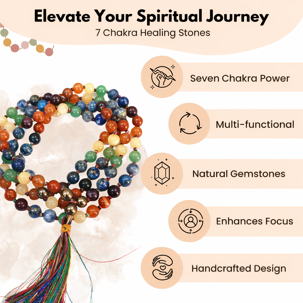 7 Chakra Crystal Mala For Unisex
