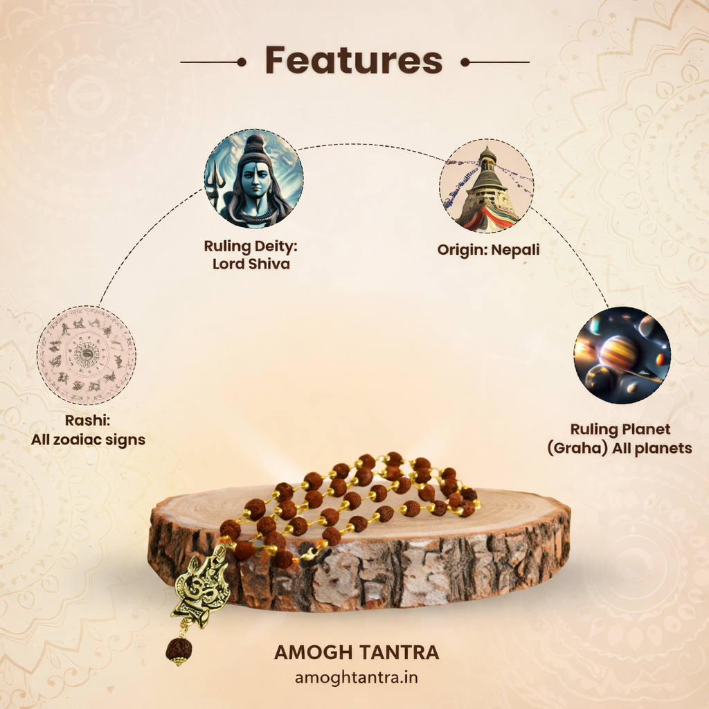Shiv Om Trishul Rudraksha Mala For Unisex