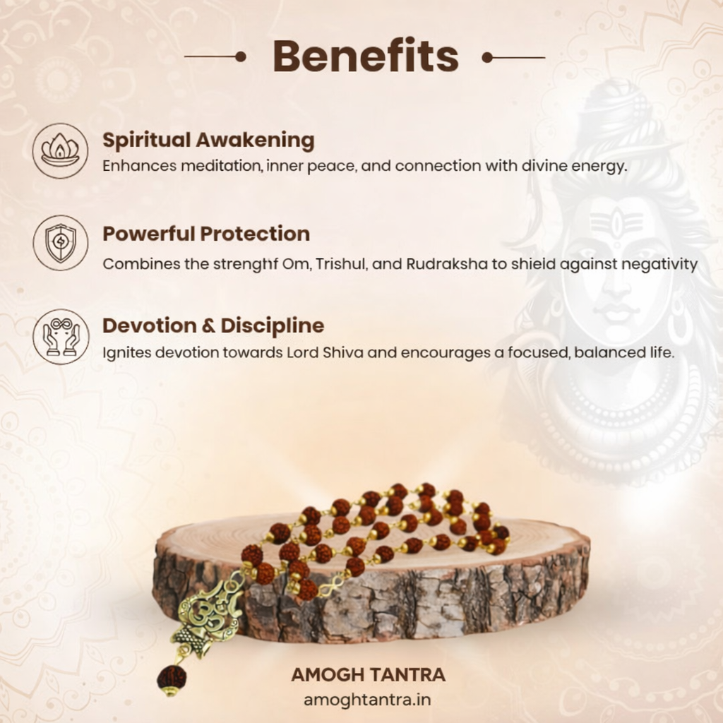 Shiv Om Trishul Rudraksha Mala For Unisex