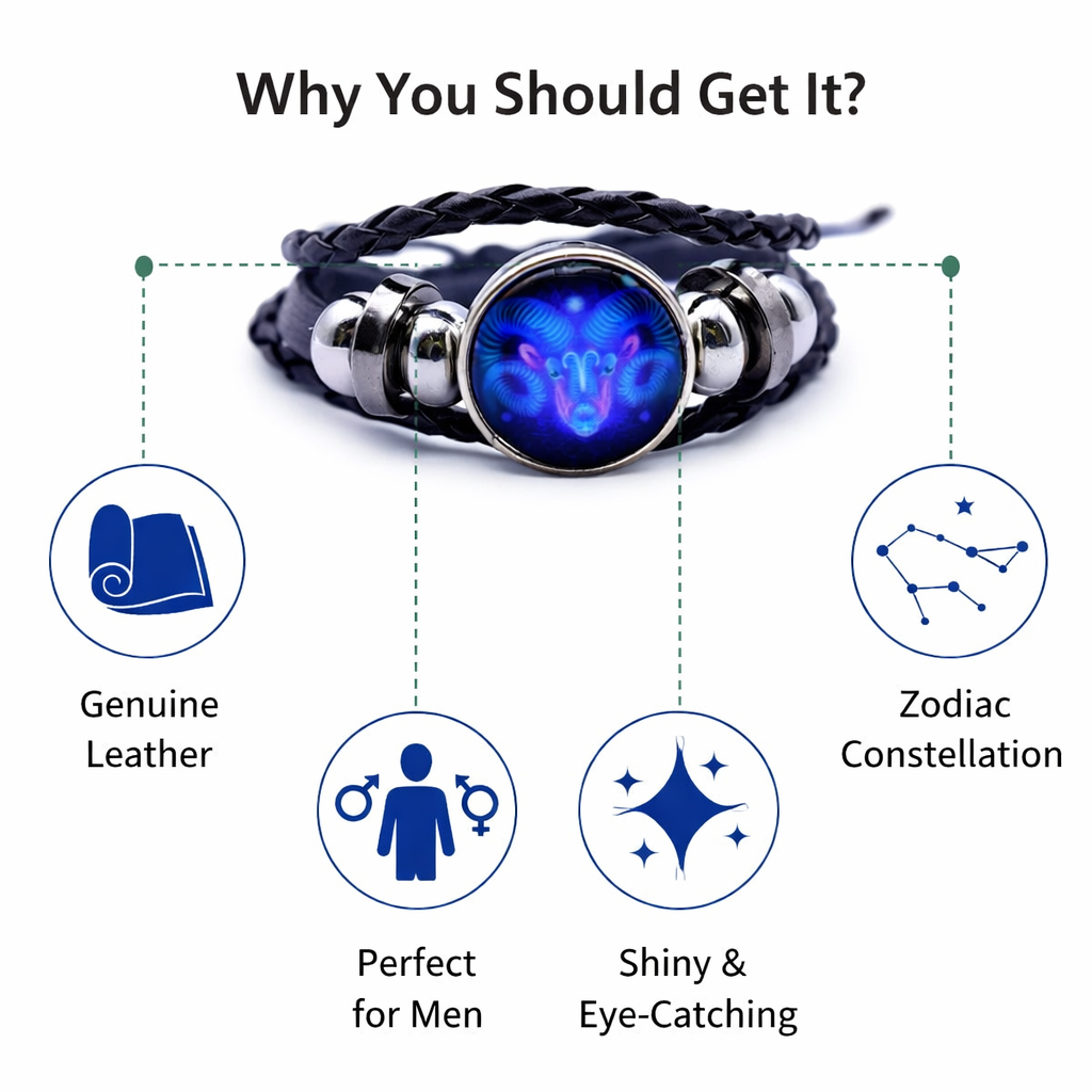 Genuine Leather Braided Zodiac Constellation Bracelet For Men