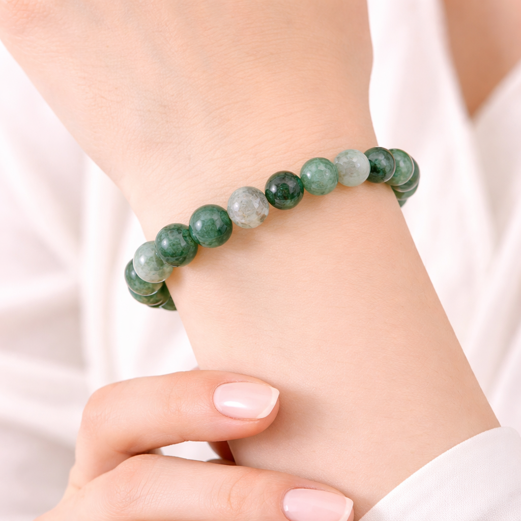 Moss Agate Healing Crystal Bracelet For Unisex