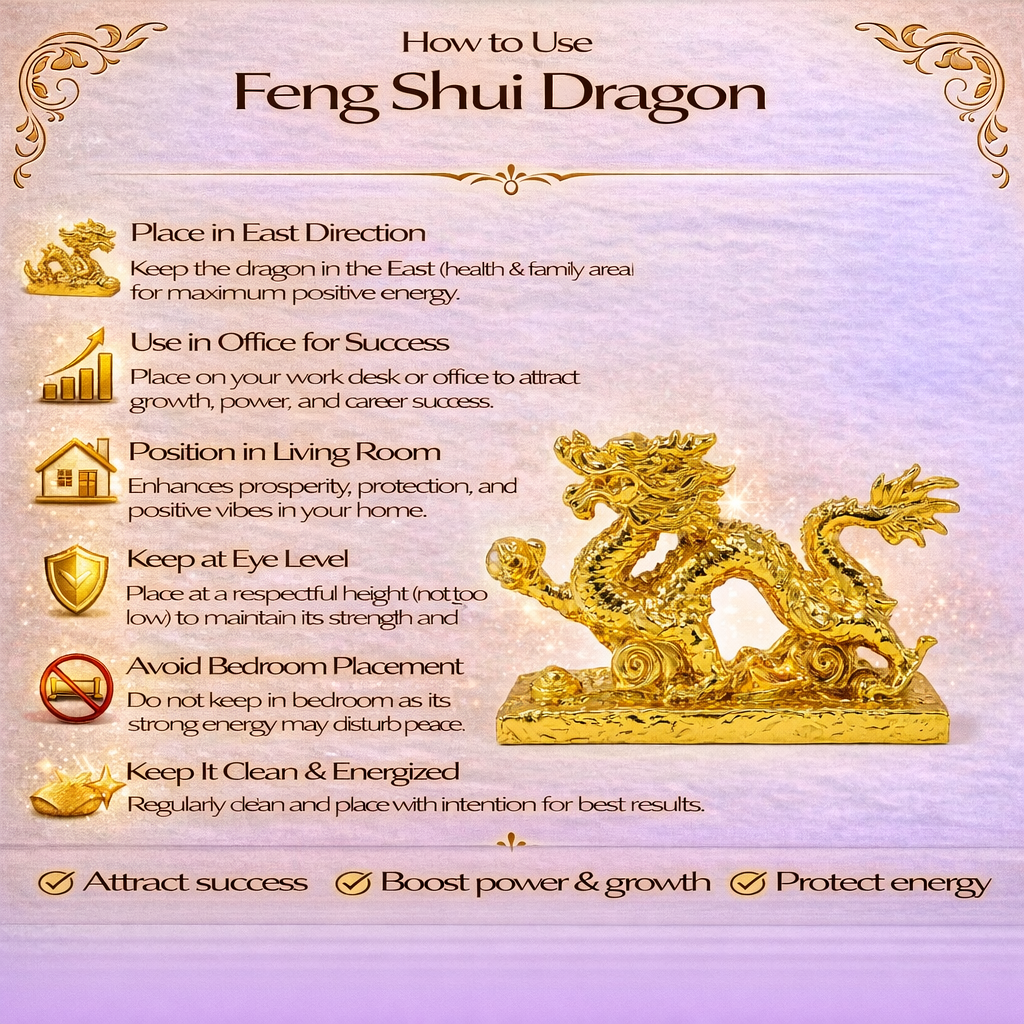 Golden Resin And Metal Feng Shui Dragon For Home And Office