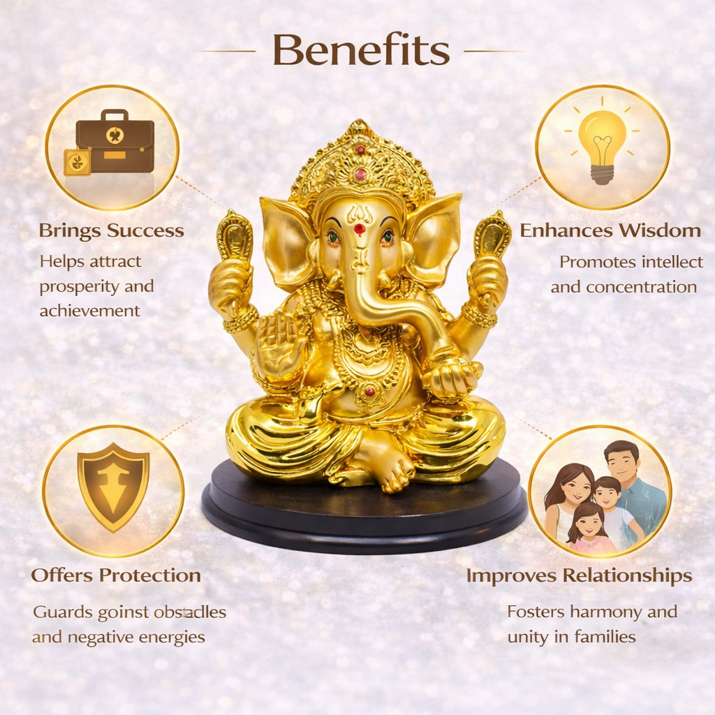 Golden Big Size Ganesh Statue For Home And Office