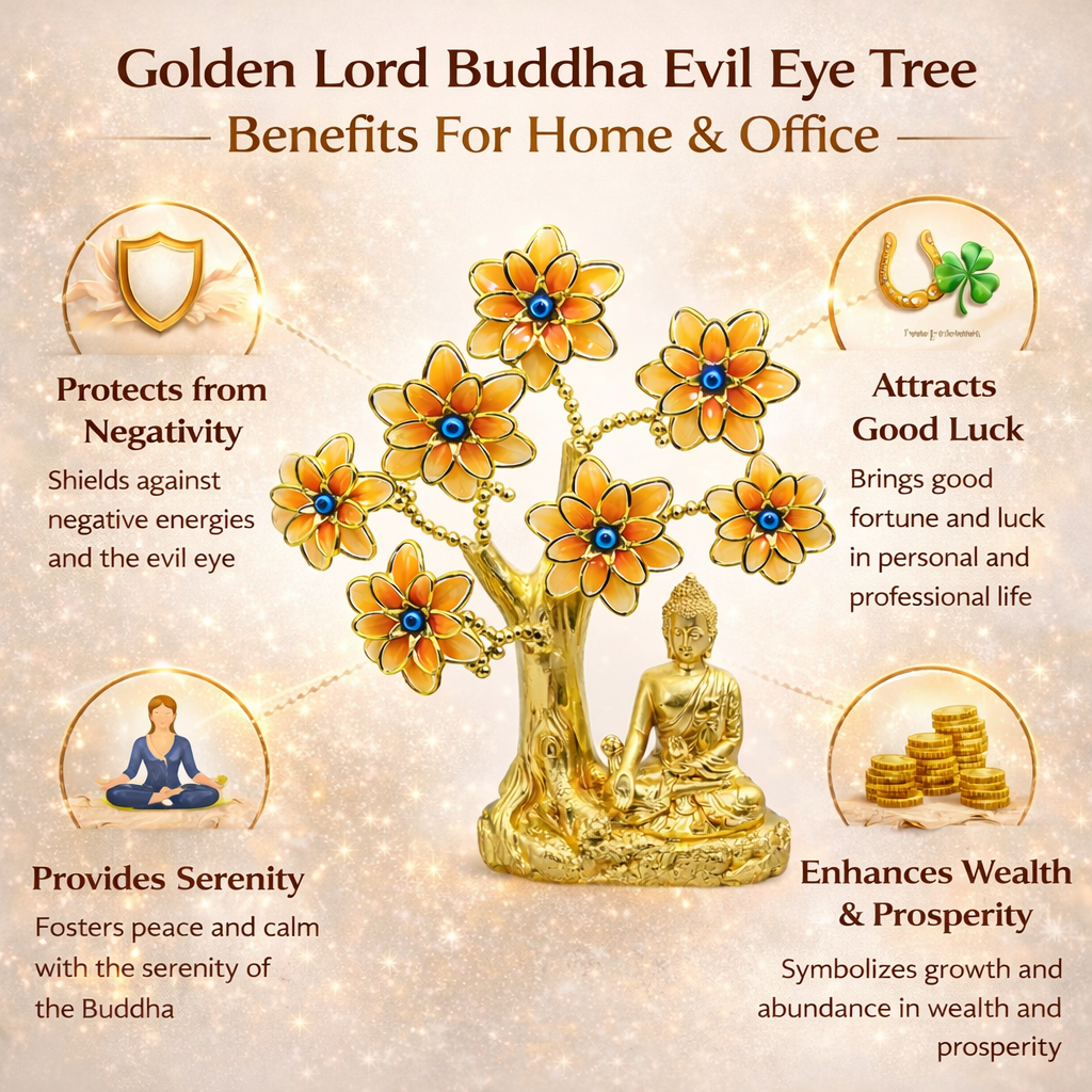 Golden Lord Buddha Evil Eye Tree For Home And Office