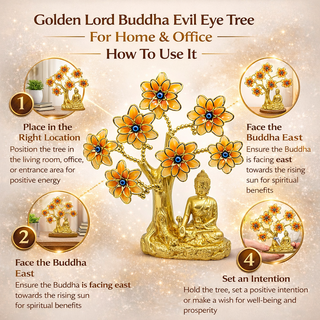 Golden Lord Buddha Evil Eye Tree For Home And Office