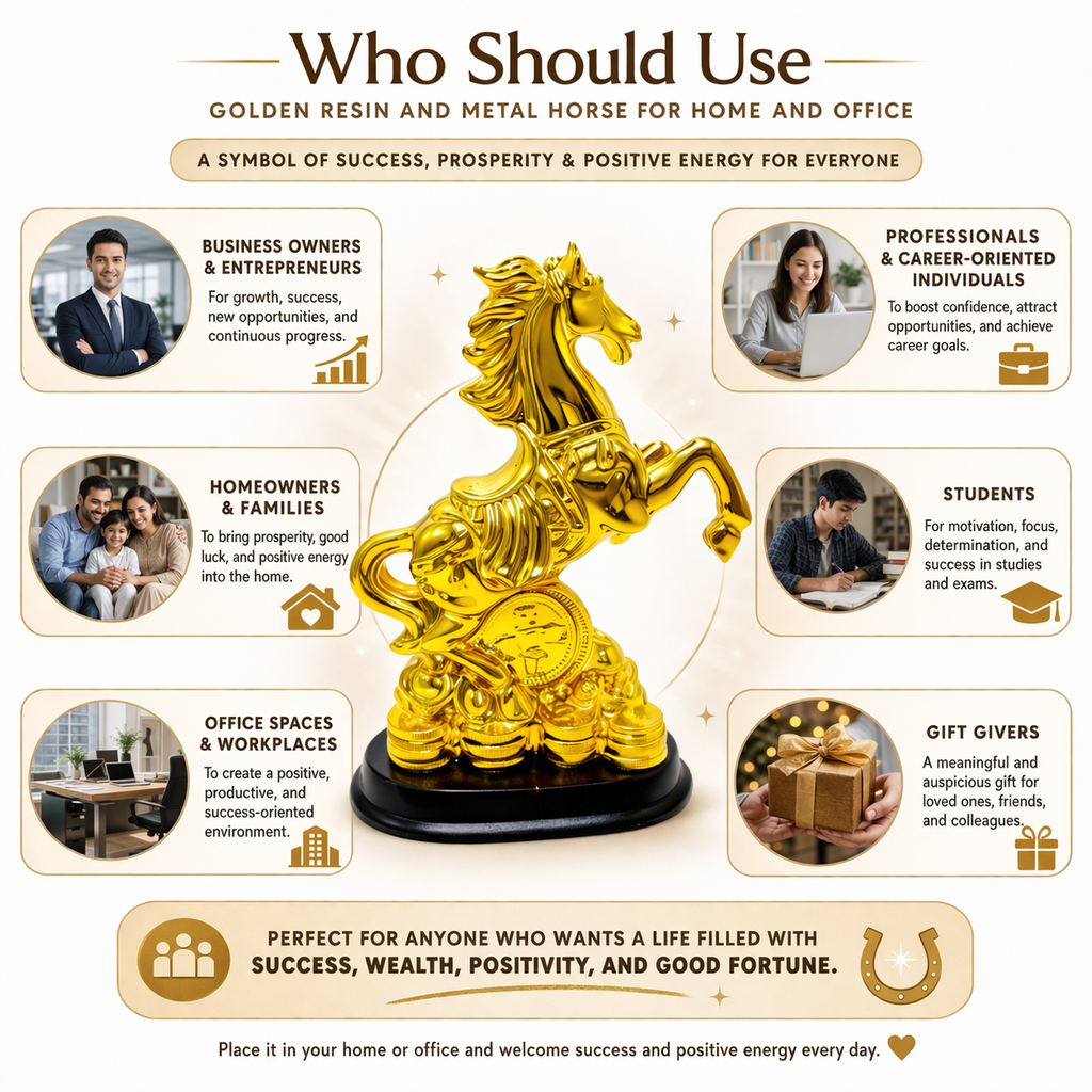 Golden Resin And Metal Horse For Home And Office