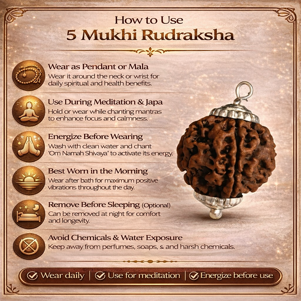 5 Mukhi Rudraksha Beads With Capping For Unisex