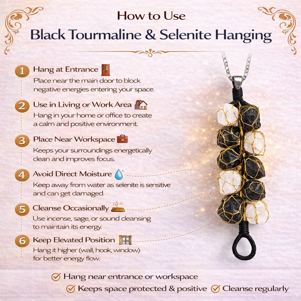 Black Tourmaline & Selenite Hanging For Home And Office