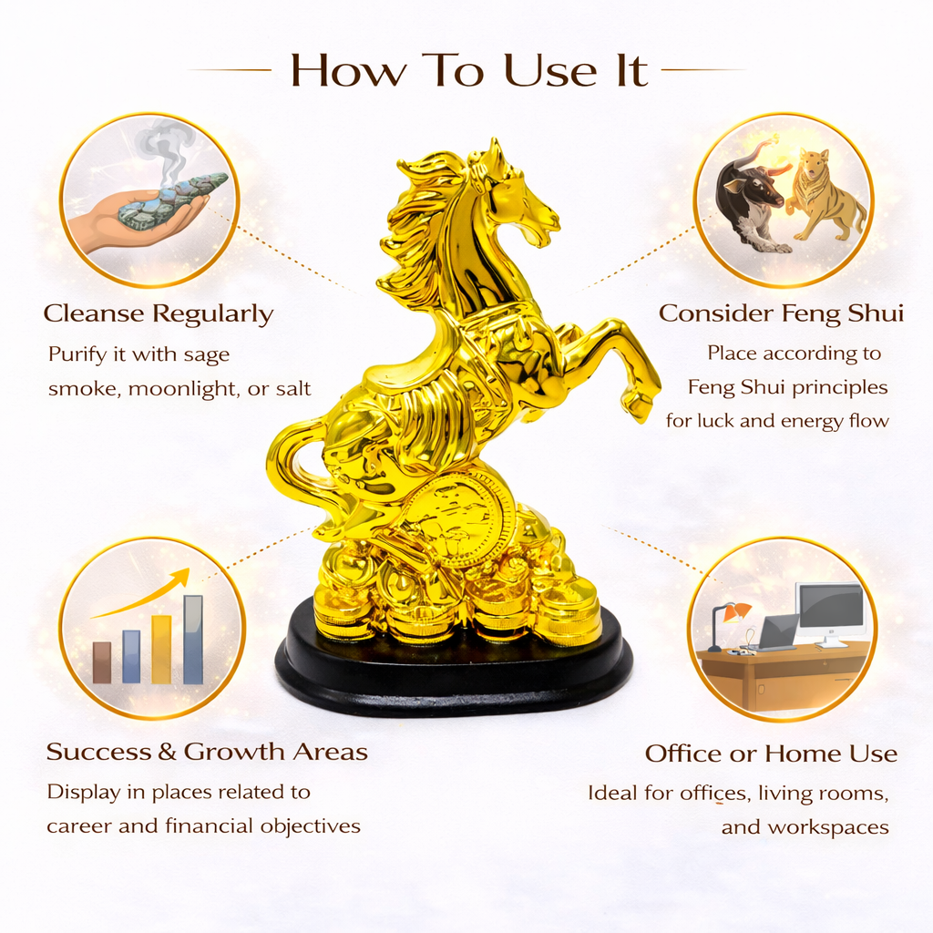 Golden Resin And Metal Horse For Home And Office
