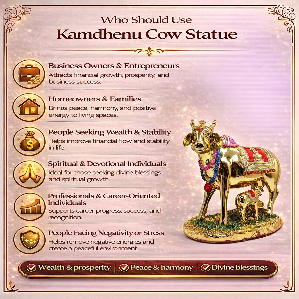 Golden Kamdhenu Cow Statue For Home And Office