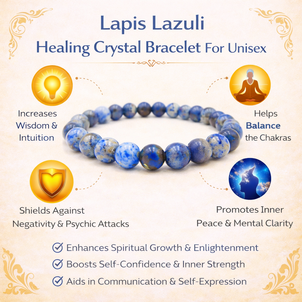 Lapis Lazuli Healing Crystal Bracelet For Unisex