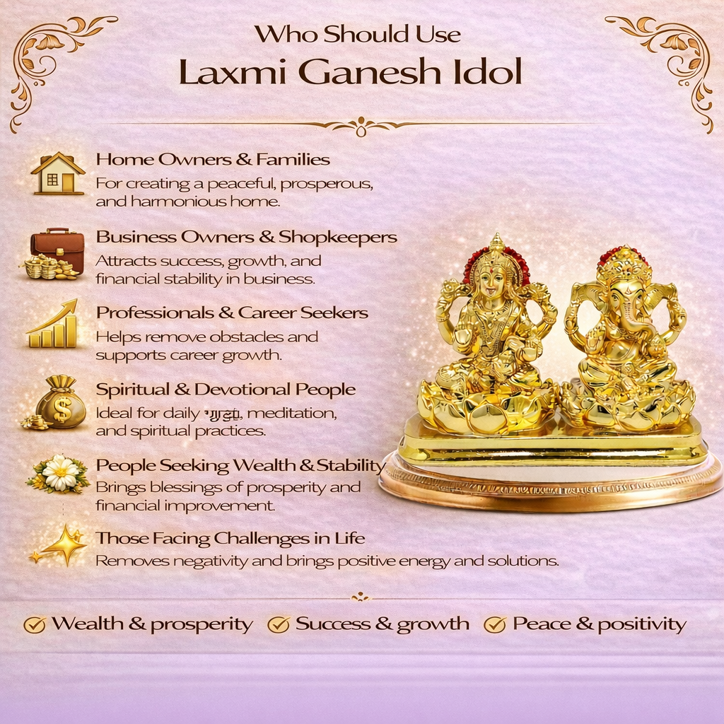Golden Resin And Metal Laxmi Ganesh For Home And Office