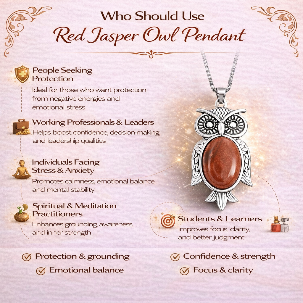 Red Jasper Owl Pendant For Women