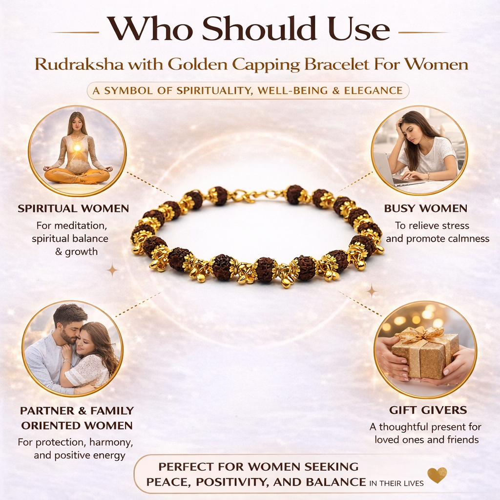 Rudraksha With Golden Capping Bracelet ( Women) For Women