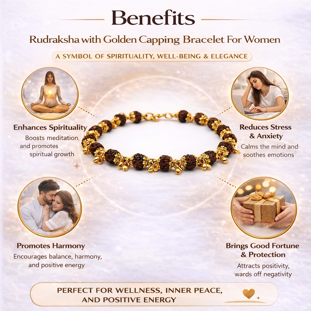 Rudraksha With Golden Capping Bracelet ( Women) For Women