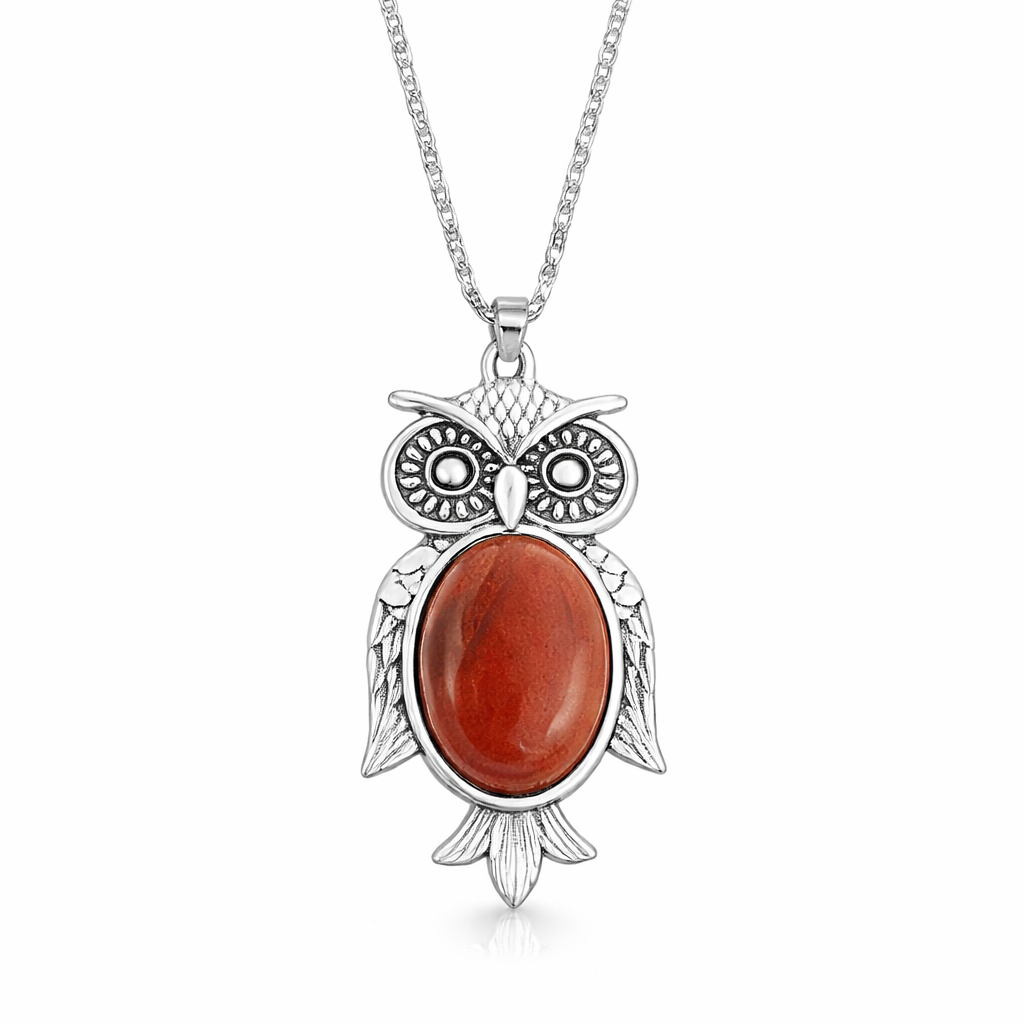 Red Jasper Owl Pendant For Women