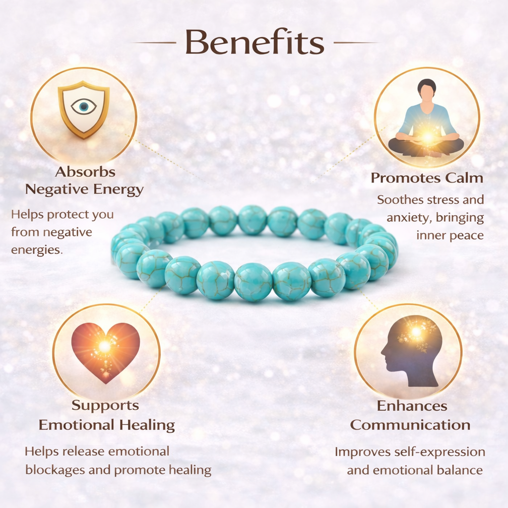Turquoise Healing Crystal Bracelet For Unisex