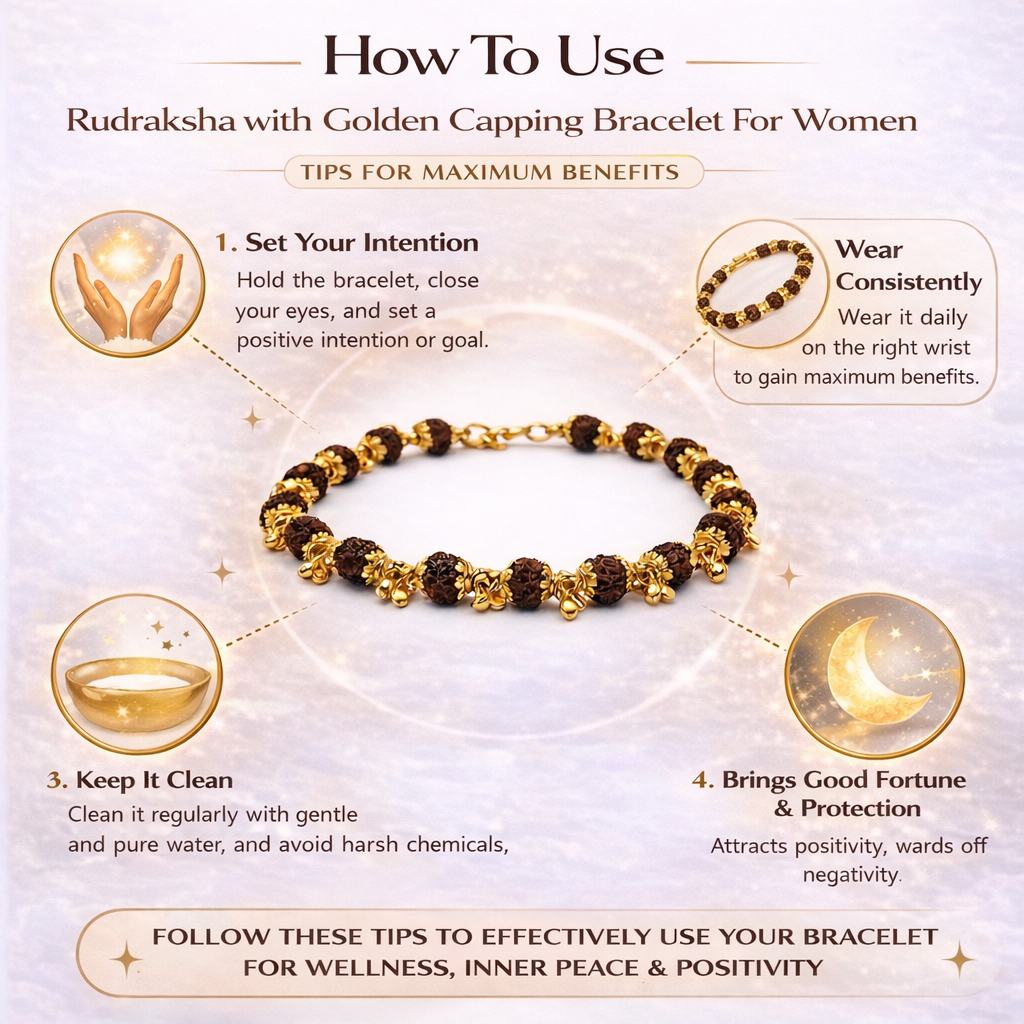 Rudraksha With Golden Capping Bracelet ( Women) For Women
