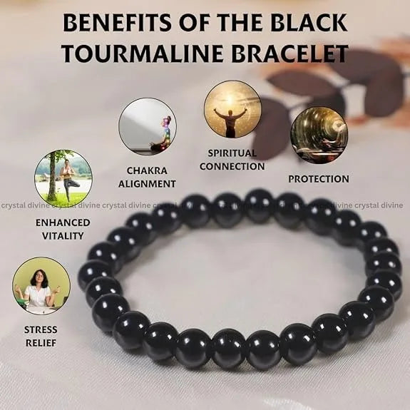 Black Tourmaline Bracelet 8Mm For Unisex