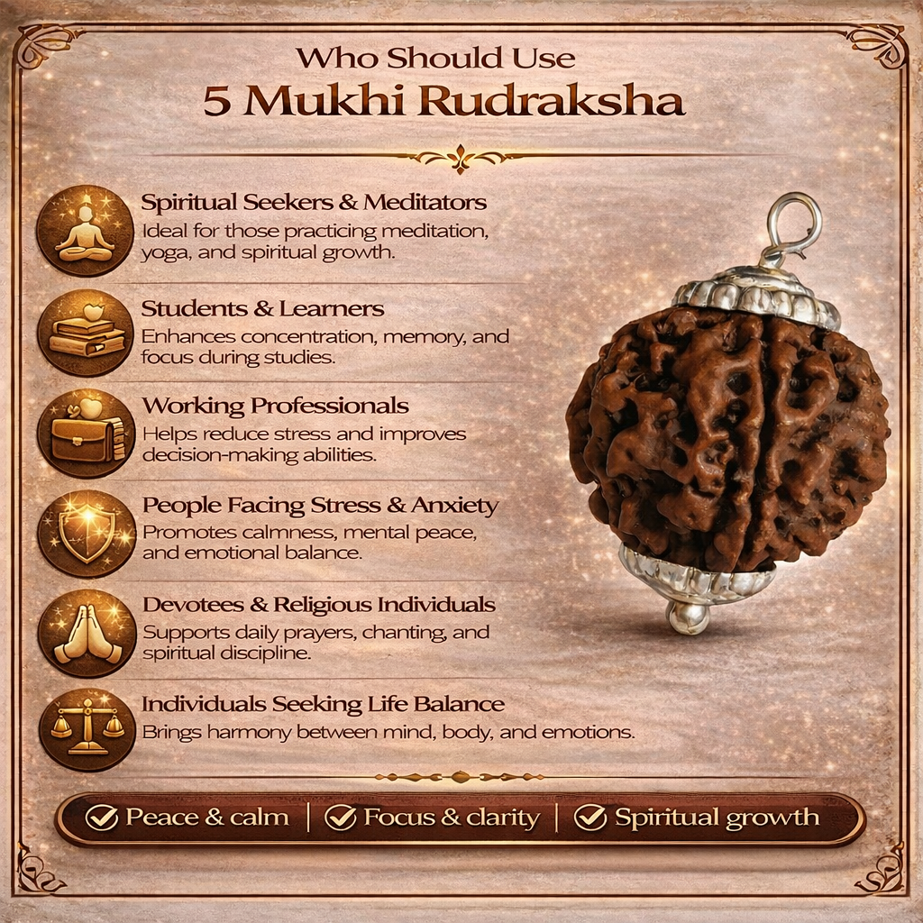 5 Mukhi Rudraksha Beads With Capping For Unisex