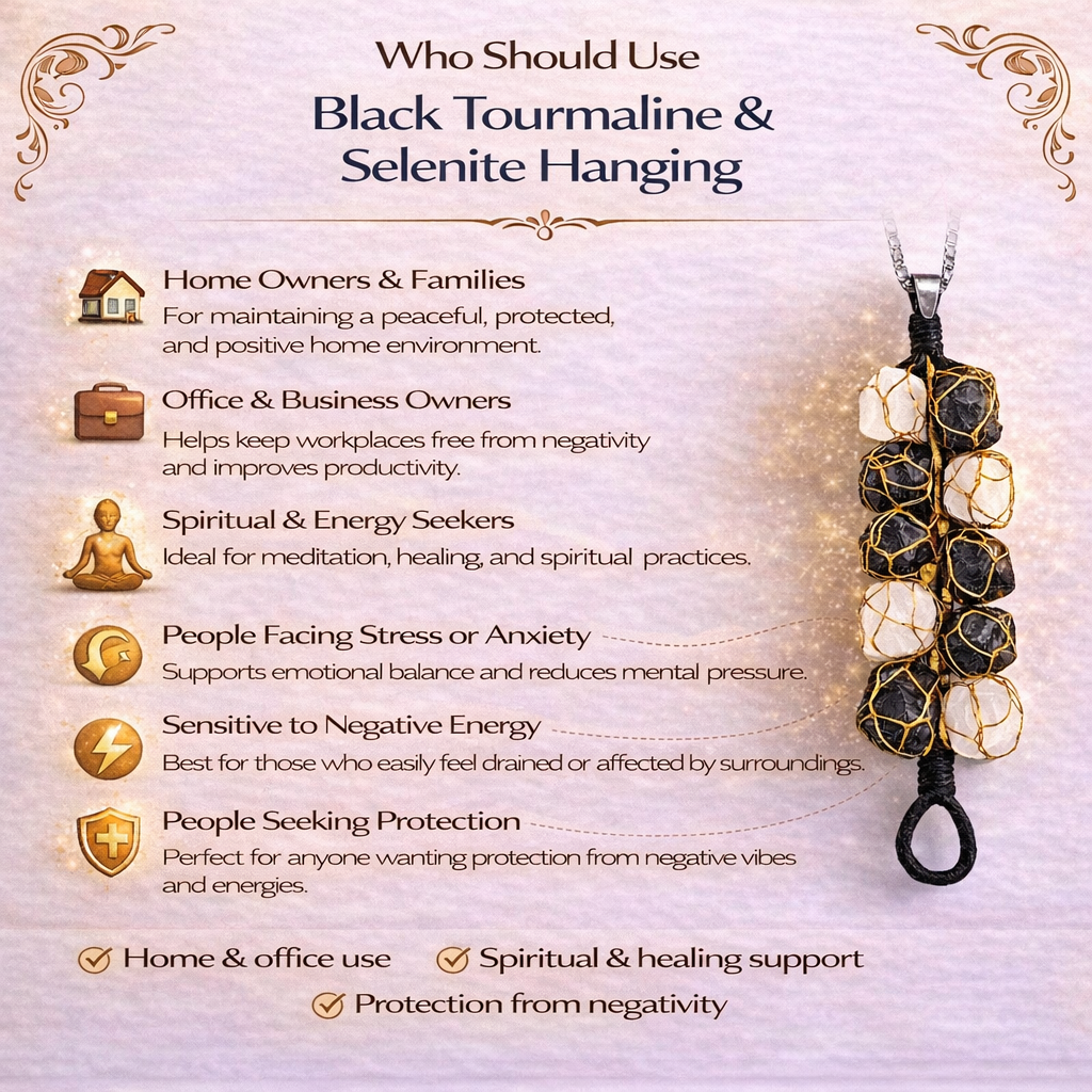 Black Tourmaline & Selenite Hanging For Home And Office