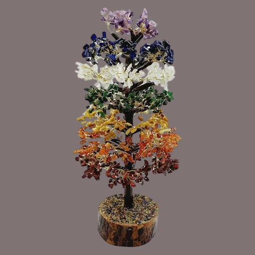 Natural Crystal Beads And Metal Wire 7 Chakra Crystal Tree - 2000 Chips For Home And Office