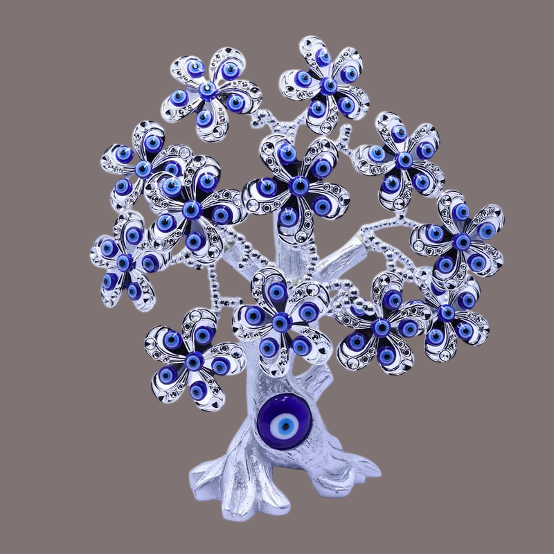 Silver Flower Evil Eye Tree For Home And Office